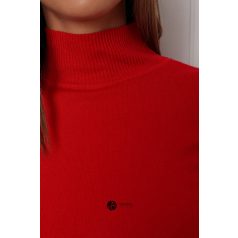 Félgarbós nyakú kötött basic felső piros