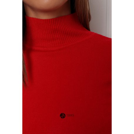 Félgarbós nyakú kötött basic felső piros