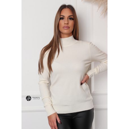 Félgarbós nyakú kötött basic felső vanília