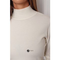 Félgarbós nyakú kötött basic felső vanília