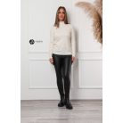 Félgarbós nyakú kötött basic felső vanília