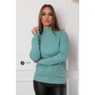 Félgarbós nyakú kötött basic felső petrol zöld