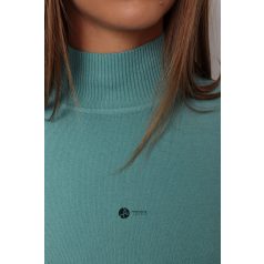 Félgarbós nyakú kötött basic felső petrol zöld