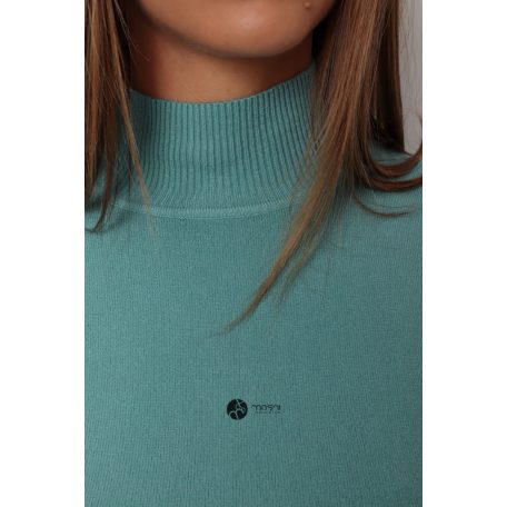 Félgarbós nyakú kötött basic felső petrol zöld