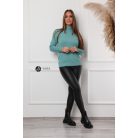 Félgarbós nyakú kötött basic felső petrol zöld