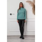 Félgarbós nyakú kötött basic felső petrol zöld