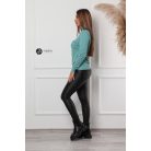 Félgarbós nyakú kötött basic felső petrol zöld