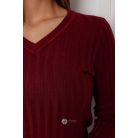 V nyakú bordás kötött felső bordó