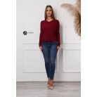 V nyakú bordás kötött felső bordó