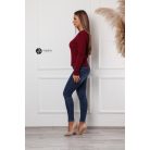 V nyakú bordás kötött felső bordó