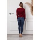 V nyakú bordás kötött felső bordó