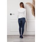 V nyakú bordás kötött felső fehér