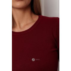 Kerek nyakú basic kötött felső borvörös