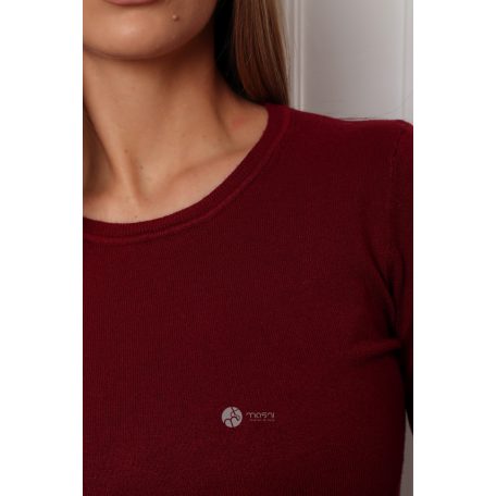 Kerek nyakú basic kötött felső borvörös