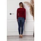 Kerek nyakú basic kötött felső borvörös