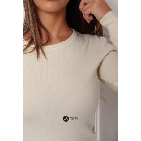 Kerek nyakú basic kötött felső krém