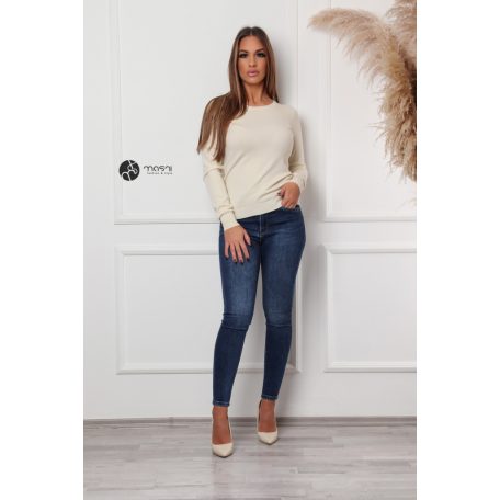 Kerek nyakú basic kötött felső krém