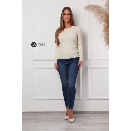 Kerek nyakú basic kötött felső krém