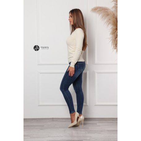 Kerek nyakú basic kötött felső krém