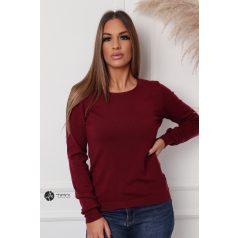 Kerek nyakú basic kötött felső burgundy