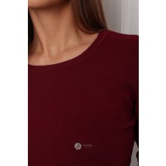 Kerek nyakú basic kötött felső burgundy