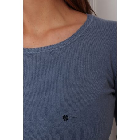 Kerek nyakú basic kötött felső farmer kék