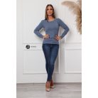 Kerek nyakú basic kötött felső farmer kék