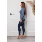 Kerek nyakú basic kötött felső farmer kék