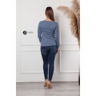 Kerek nyakú basic kötött felső farmer kék