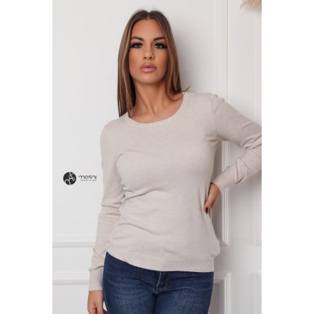 Kerek nyakú basic kötött felső homok