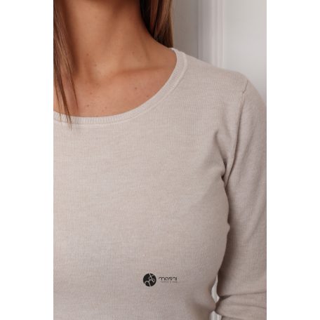 Kerek nyakú basic kötött felső homok