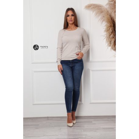 Kerek nyakú basic kötött felső homok