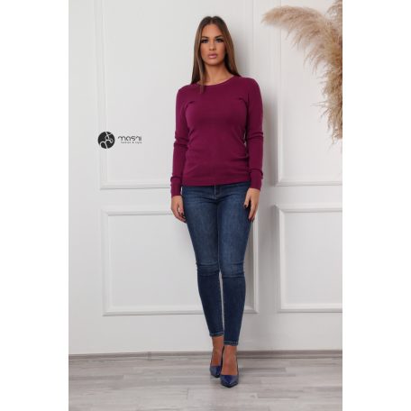 Kerek nyakú basic kötött felső bíbor