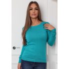 Kerek nyakú basic kötött felső türkizkék