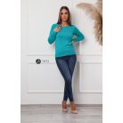 Kerek nyakú basic kötött felső türkizkék