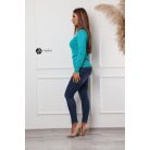 Kerek nyakú basic kötött felső türkizkék