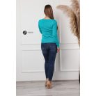 Kerek nyakú basic kötött felső türkizkék