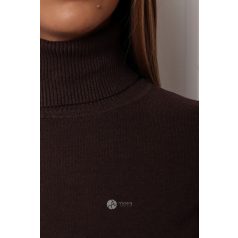 Garbós nyakú basic kötött felső sötétbarna