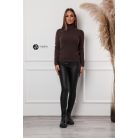 Garbós nyakú basic kötött felső sötétbarna