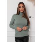Garbós nyakú basic kötött felső pasztell zöld