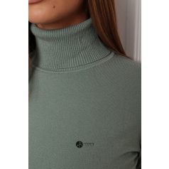 Garbós nyakú basic kötött felső pasztell zöld