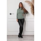 Garbós nyakú basic kötött felső pasztell zöld
