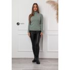 Garbós nyakú basic kötött felső pasztell zöld