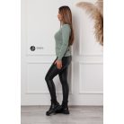 Garbós nyakú basic kötött felső pasztell zöld