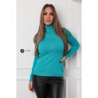 Garbós nyakú basic kötött felső türkizkék