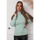 Garbós nyakú basic kötött felső világos zöld