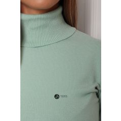 Garbós nyakú basic kötött felső világos zöld