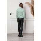 Garbós nyakú basic kötött felső világos zöld