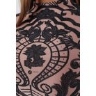 Csipke mintás, kövezett alakkövető ruha nude/fekete