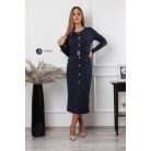 Arany gombos poli maxi ruha sötétkék